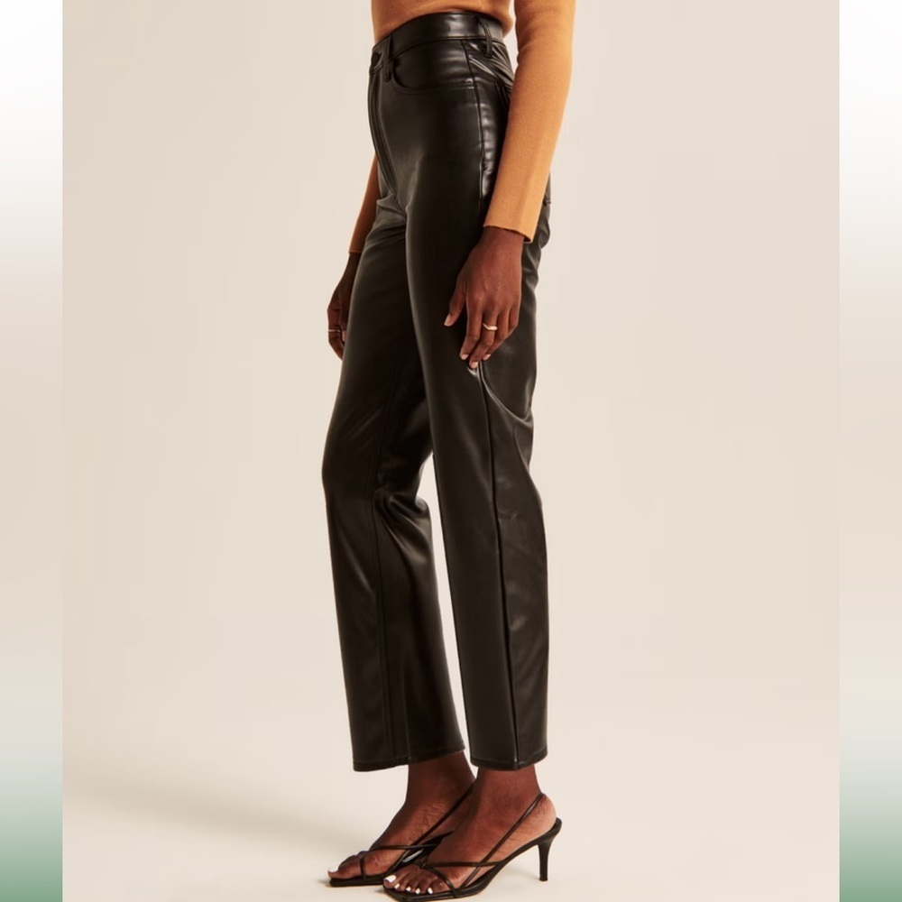 Abercrombie & Fitch The Ankle Straight Ultra High Rise Vegan Leather Pants Sz 26 - Picture 5 of 11